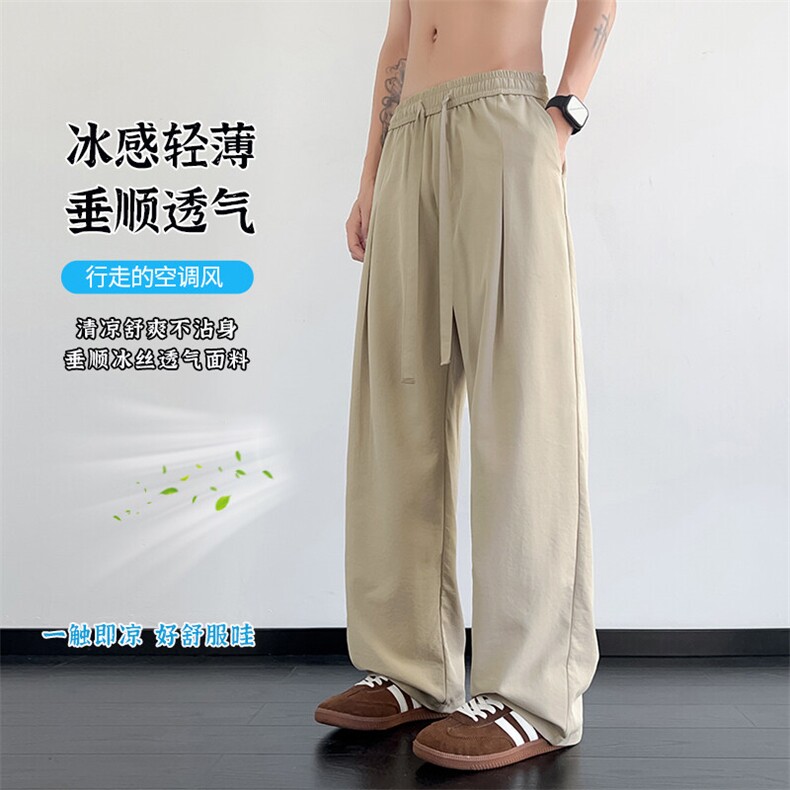 2025夏季新款大码冰丝直筒垂感休闲裤男217-2-NK192-特P40图片