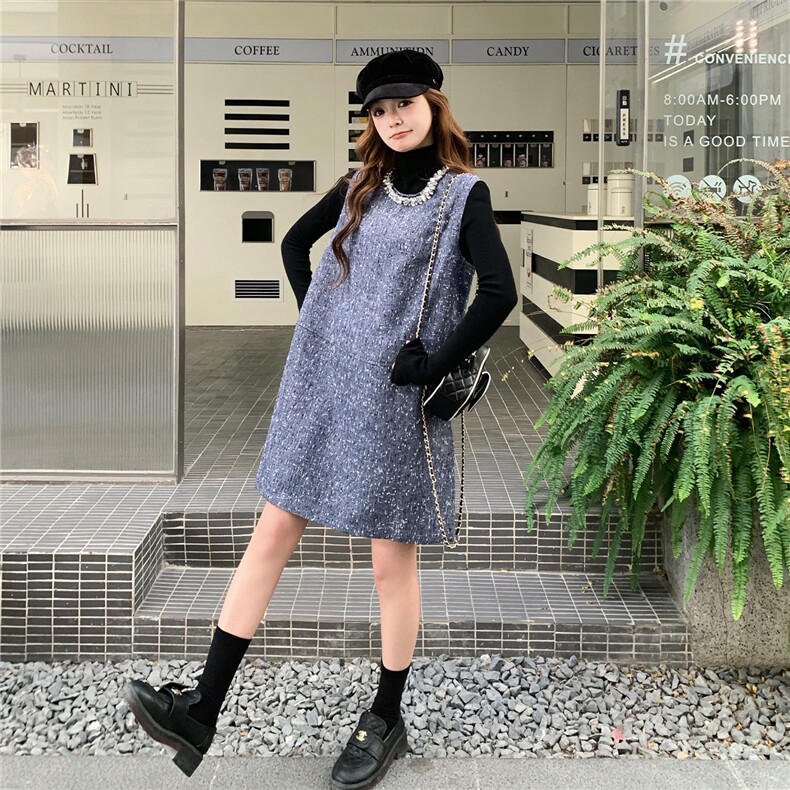 小香风钉钻背心裙+黑色针织打底衫套装W637P195-K288,女装套装/套裙,2C209