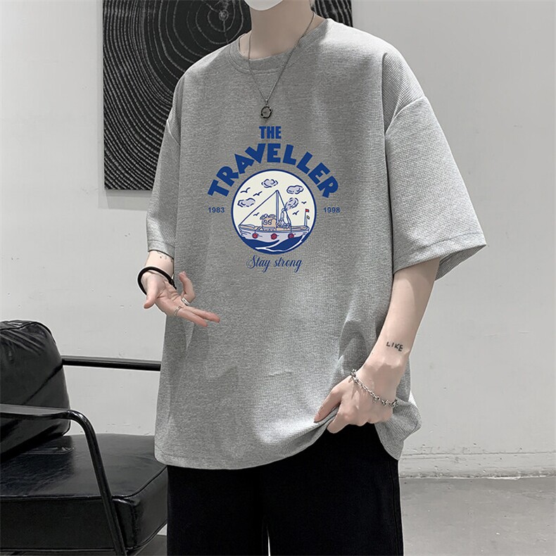 华夫格t恤男短袖男大码五分袖HT73410-P22,男装T恤,电商A040