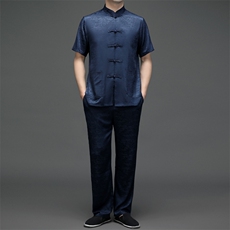 SQY2201男士春季两件套短袖套装中老年爸爸复古唐装风P120，男装民族服装，电商B360