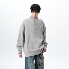 8XL-M立领半拉链毛衣男大码慵懒风宽松日系针织衫外套MY19002P78，男装针织衫/毛衣，电商B312