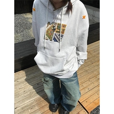 港风秋款男连帽卫衣毛巾刺绣十字架宽松拼色外套wy09P45，女装短外套，星座1013-1