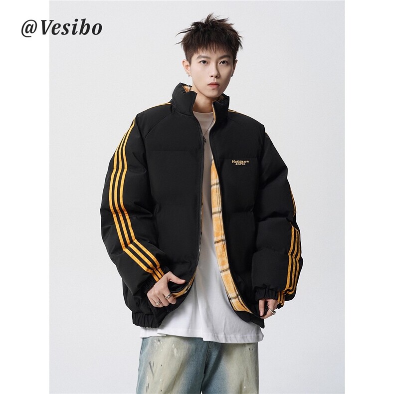条纹立领棉服男冬设计感刺绣情侣面包服潮百搭棉衣外套TT1416P88,男装棉衣,星座1013-5