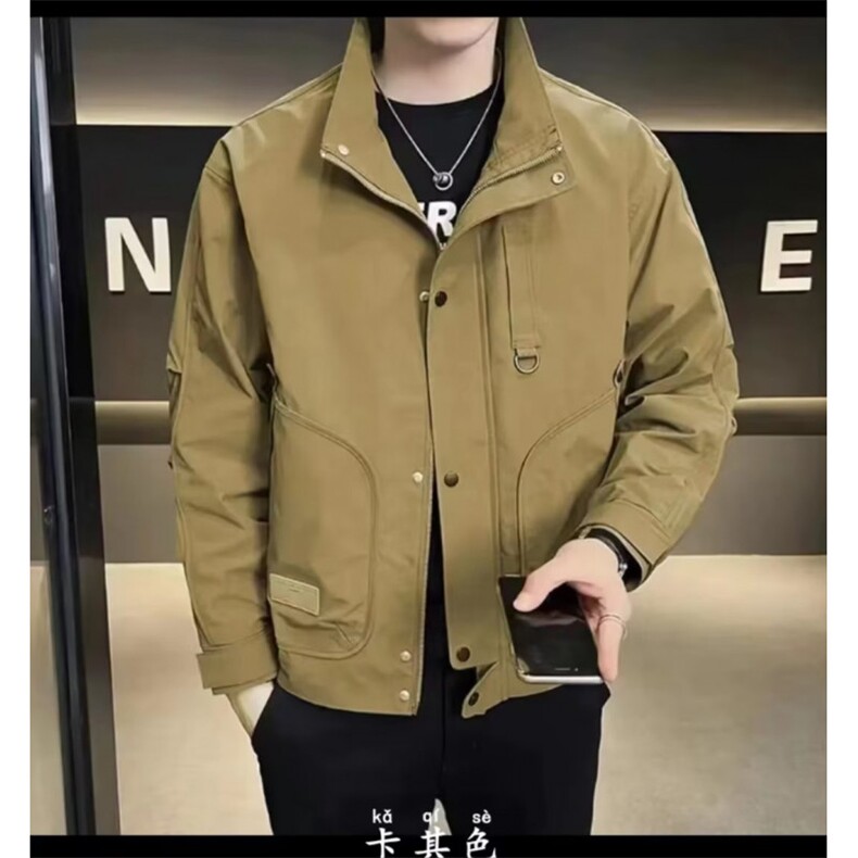 夹克外套男春秋季痞帅立领显瘦上衣男新款纯色休闲潮流LS0253P66,男装夹克,星座1013-5
