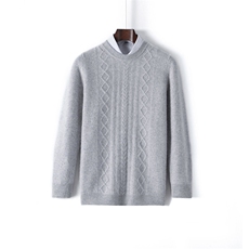 时尚男士圆领长袖花纹针织羊毛衫简约休闲百搭款舒适保暖，男装羊毛衫，雅邦羊绒