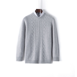 时尚男士圆领长袖花纹针织羊毛衫 简约休闲百搭款 舒适保暖，男装羊毛衫，雅邦羊绒
