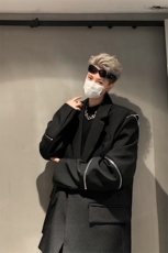 潮牌高级感小西装男秋小众拉链装饰设计感西服XZ514-2-24243-P118，男装西服套装，星座514-2(原B239)
