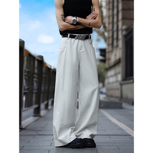 特~库存充足 白色阔腿裤 全棉宽松直筒牛仔裤子 男女款 3028/P49图片