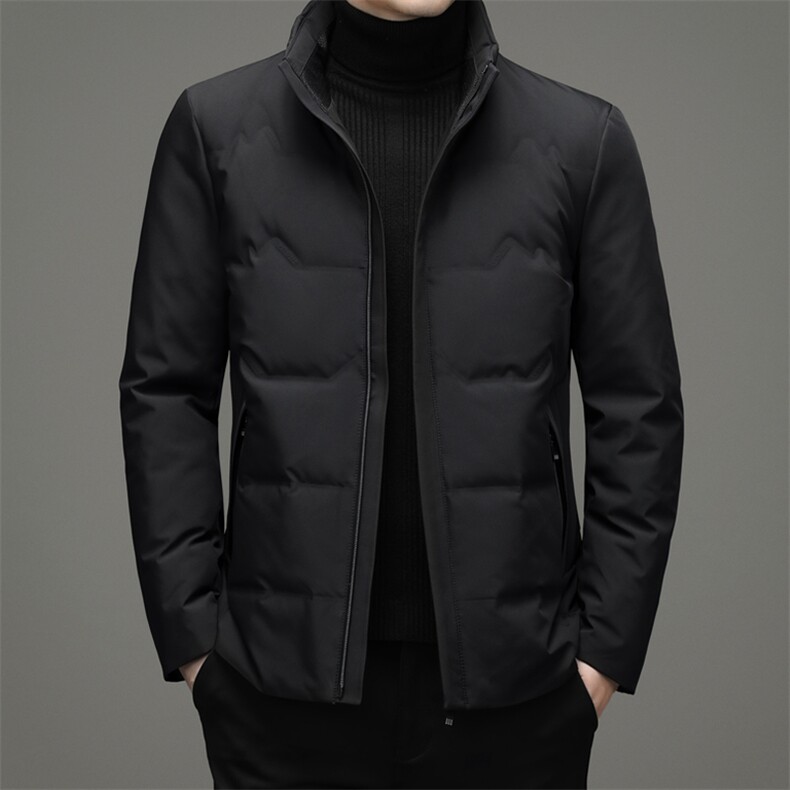 新款冬季鹅绒羽绒服男士休闲立领中青年外套夹克SNNYR86860-P220图片