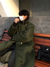 军绿色棉大衣男2024秋冬季新款加厚保暖棉衣外套东北军阀少帅服潮，男装风衣，星座1005