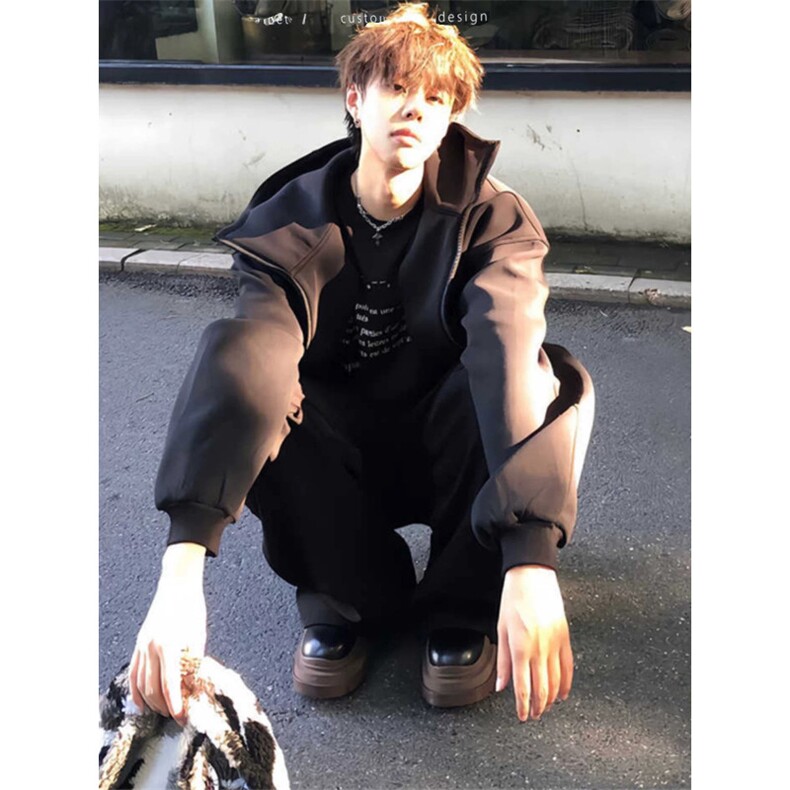 706-1-WY1058-P75400g重磅卫衣秋季港风男士宽松廓形连帽卫衣,男装卫衣,星座706-1