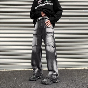 美式高街牛仔裤男韩版潮流痞子帅2025春季新款ins长裤RK1510-P49