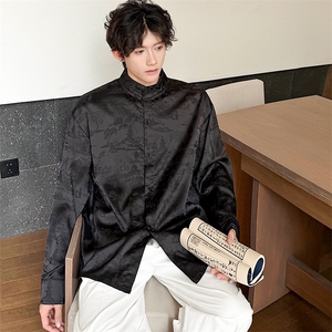 现货男士提花立领盘扣衬衫新中式特色长袖CS01-P75控98图片
