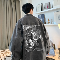 直播品质美式高街扎染印花复古水洗牛仔衣潮流夹克外套NZ15特65，男装夹克，电商A486