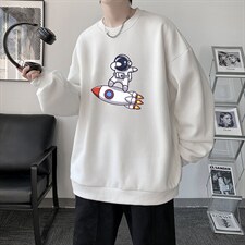 圆领卫衣男大码加厚加绒长袖t恤男S6158-P28加绒款-P33，男装卫衣，电商A040