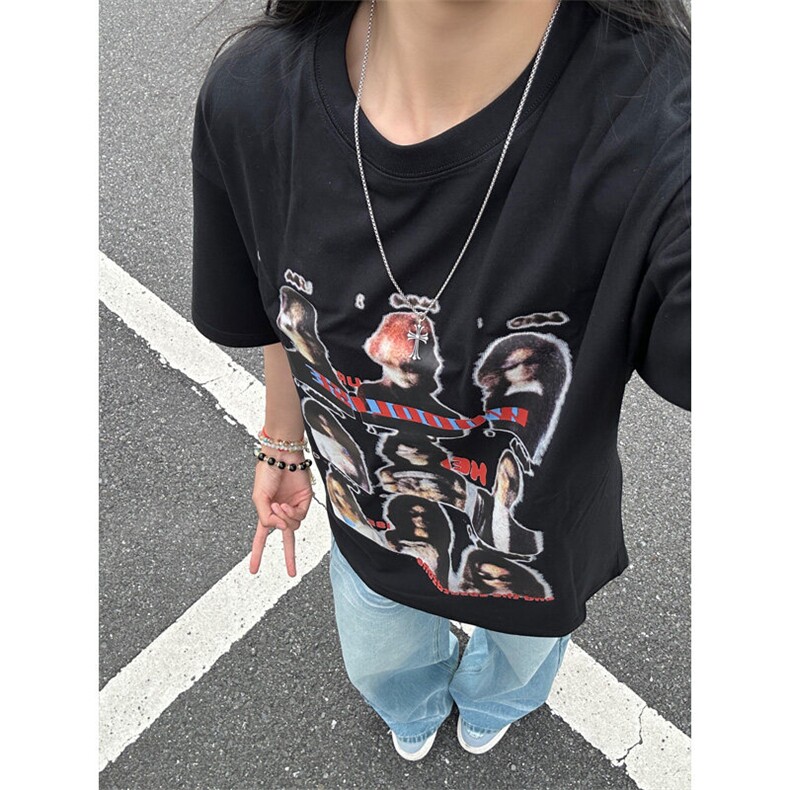 【档口现货】DT118LL-特P29模糊人像重磅短袖t恤男女款,男装T恤,星座1007（原301D）