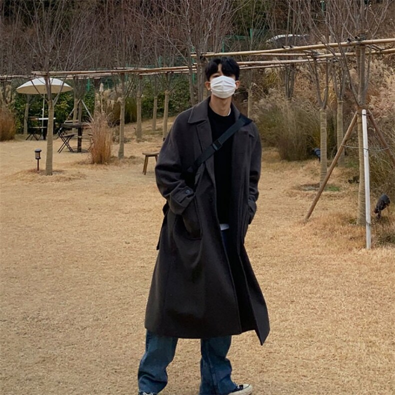 816B-DY1007-P130韩长款过膝休闲呢子大衣风衣外套轻熟风,男装毛呢大衣,星座816B