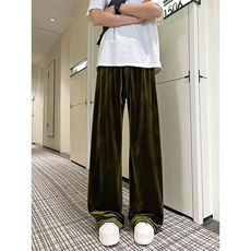 8XL-M加绒美拉德宽松金丝绒阔腿裤垂感拖地裤K993P55加绒65控78，男装休闲裤，电商D206-1