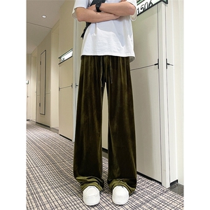 8XL-M 加绒美拉德宽松金丝绒阔腿裤垂感拖地裤K993P55加绒65控78图片