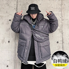 克莱因蓝羽绒服男大鹅绒面包服情侣短款外套AW3112P378限428，男装羽绒服，电商A089-1