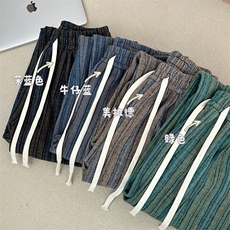 8XL-M特大码呢料加绒裤男新年裤条纹卫裤休闲基础款K948P60加绒70，男装休闲裤，电商D206-1