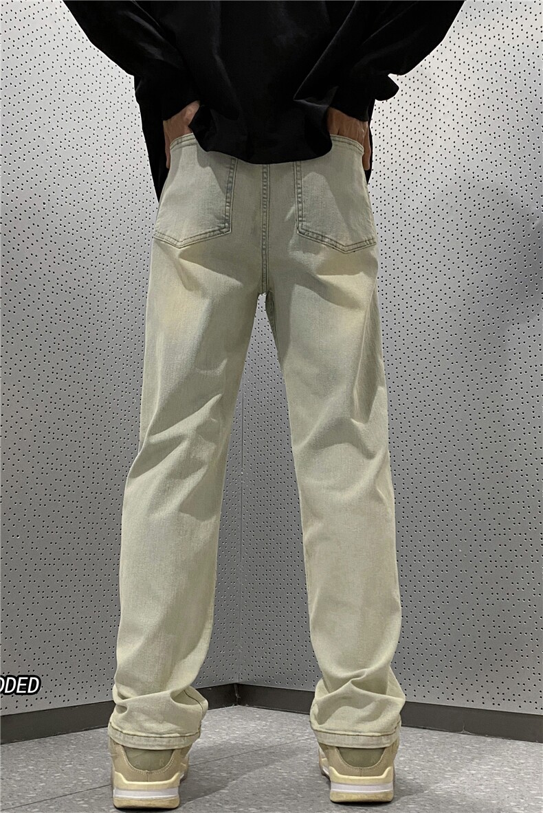 抖音爆新款男高街直筒修身水洗泥巴黄牛仔裤B315-K23252-P50控68,男装牛仔裤,电商B315