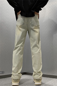 抖音爆新款男高街直筒修身水洗泥巴黄牛仔裤B315-K23252-P50控68图片