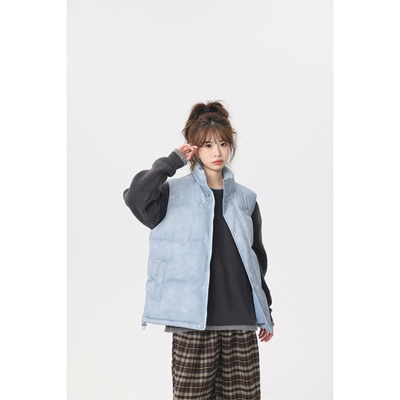 新款加厚港风晕染马甲情侣潮流保暖无袖运动立领马甲MJ2515P-50,男装棉衣,电商A128