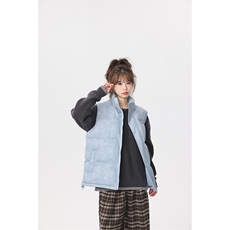 新款加厚港风晕染马甲情侣潮流保暖无袖运动立领马甲MJ2515P-50，男装棉衣，电商A128