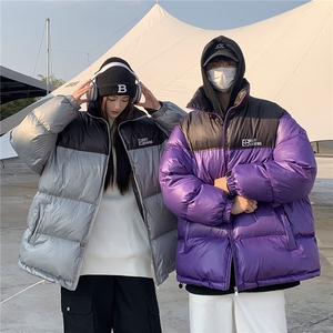 EQ337 立领拼接撞色面包服男女情侣装2024新款棉衣外套潮流棉服图片