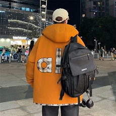 秋冬学院风连帽潮流宽松夹克加绒加厚外套A436-6813-P85145，男装夹克，电商A436