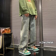 2024秋季潮牌直筒宽松裤脚拉链街头牛仔裤313A-1-NZ016-P70控88，男装牛仔裤，星座808A-1