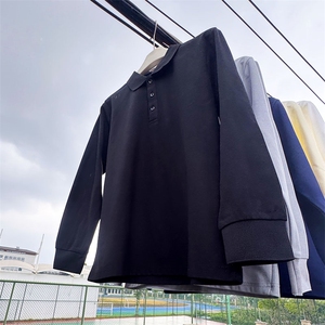 CP02男士长袖纯色POLO衫大码男女团队可定制印花秋T恤学生青少年图片