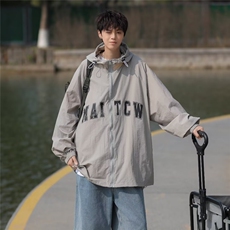 防晒衣男韩版潮流痞帅字母印花连帽2024夏季新款ins外套W5764-P43，男装防晒衣，星座412-2