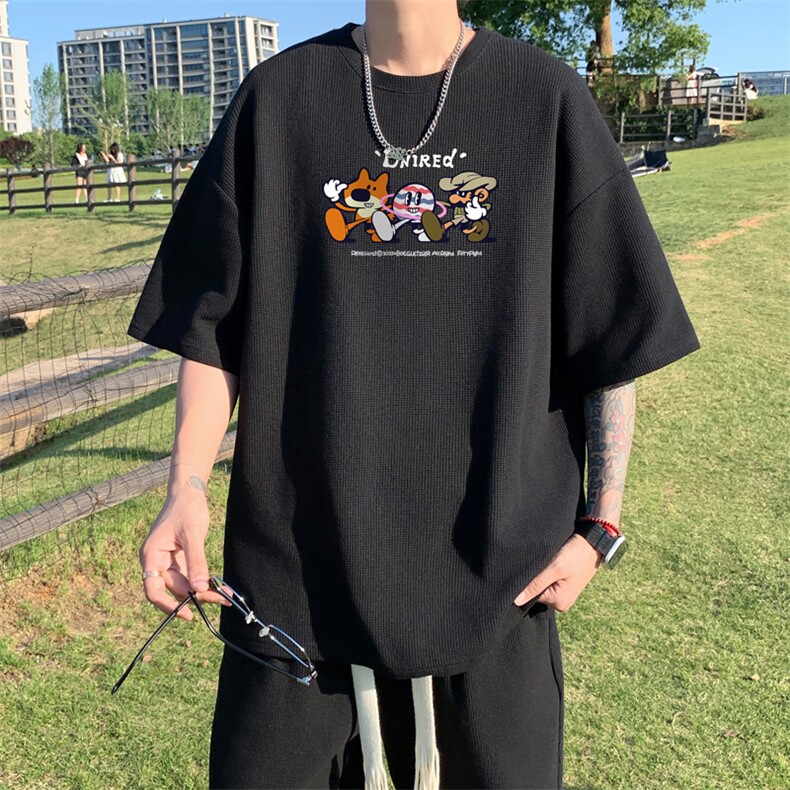 量大优！供视频！港风华夫格短袖T恤半袖男HT245-特P18,男装T恤,电商B367
