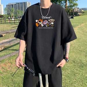 量大优！供视频！港风华夫格短袖T恤半袖男HT245-特P18,夏季搭配裙子的鞋子图片