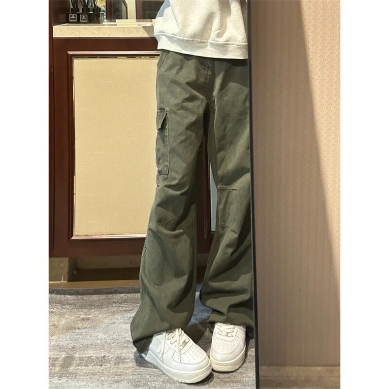 GZK112LL-特P55cleanfit军绿色工装裤男款宽松直筒阔腿裤,男装休闲裤,星座1007（原301D）