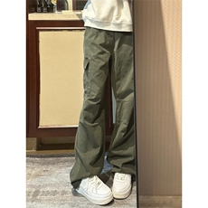 GZK112LL-特P55cleanfit军绿色工装裤男款宽松直筒阔腿裤，男装休闲裤，星座1007（原301D）