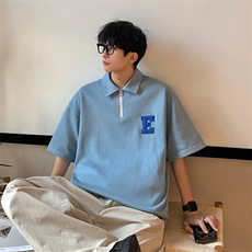 2023夏新款港风撞色字母印花宽松短袖T恤上衣POLO衫T2236-P55，男装T恤，星座914-3