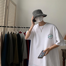 夏季纯港风宽松大码圆领短袖T恤XZ313B-2T723-P23控38，男装T恤，星座313B-2