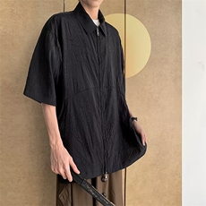 男士春夏2024新款衬衫皱布衬衣双拉链HT64P35，男装衬衫，星座1116-2