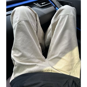 现货 高级感工装裤男款水洗做旧修身直筒潮流休闲裤子WLA2155-P55图片