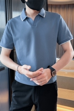 主推款V领简约品质翻领短袖T恤Polo衫T0272-特P45控78，男装T恤，电商D342