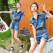 现货-闪电发货-2023夏季新款时尚休闲减龄薄款连体短裤，女装连体裤，新思路