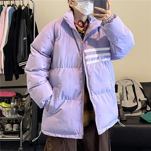 2026冬季新款潮流百搭条纹印花立领棉服MY23407特批70控118图片