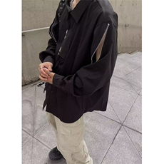 春夏季垂感设计感拉链复古暗黑系男女同款长袖衬衫衬衣C689，男装衬衫，星座1116A（原606A-3）