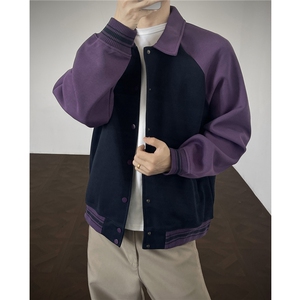 重磅420克boxy短款开衫翻领卫衣外套棒球服撞色外套男 D9898-P68图片