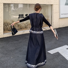 时尚气质牛仔马甲高腰半身裙两件套女2025秋季新款韩版高级感套装，女装套装/套裙，2C028