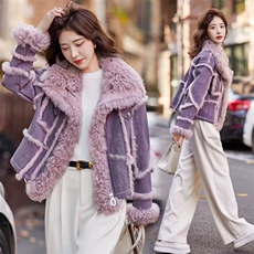 紫色高级感皮毛一体外套女短款2025冬季新款小个子设计毛茸茸上衣,女装羊羔毛/颗粒绒,千千佰惠, 紫色高级感皮毛一体外套女短款2025冬季新款小个子设计毛茸茸上衣,女装羊羔毛/颗粒绒,千千佰惠,