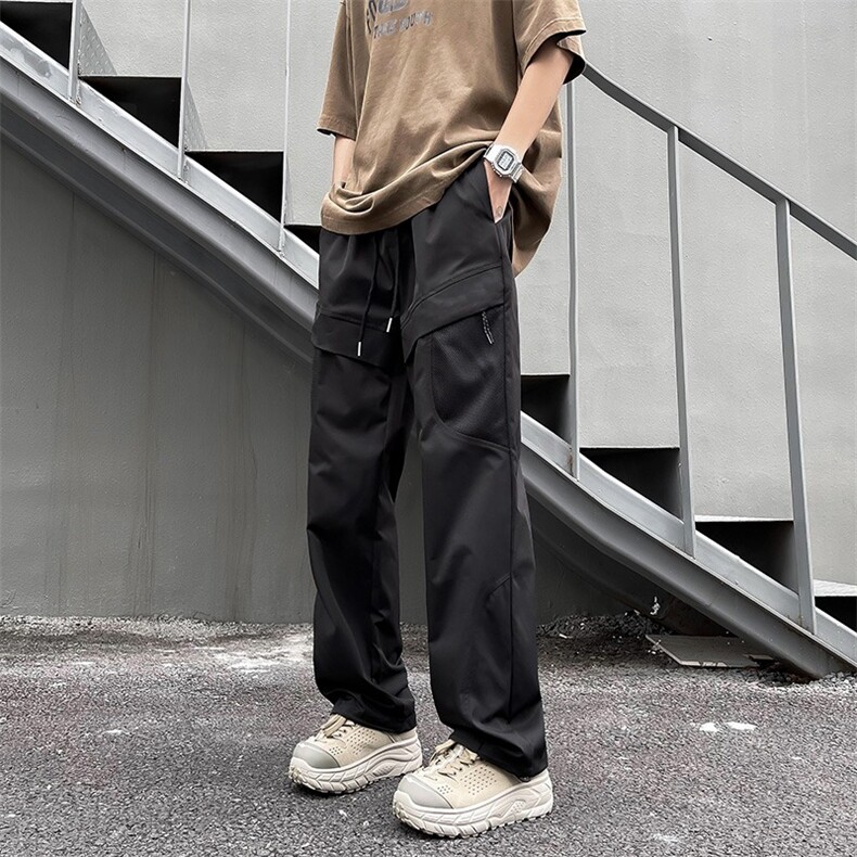 港风夏款男裤网眼抽绳束脚冲锋裤长裤h852P40,男装休闲裤,星座1013-1